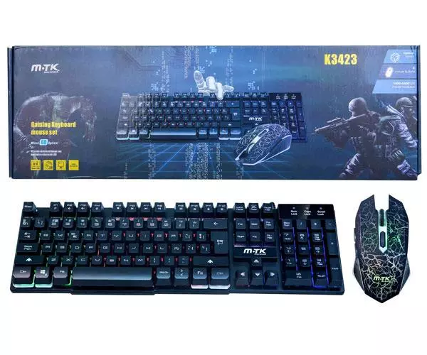 Combo Teclado + Raton USB Gaming Retroiluminado / Efecto Mecanico  / K3423 / MTK