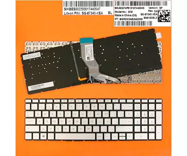 Teclado compatible para port&aacute;til HP Pavilion 15-CD / Retroiluminado / Negro
