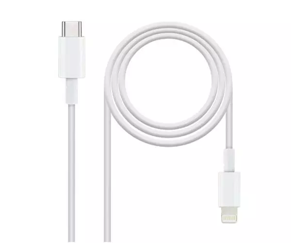 Cable datos Type-C a Lightning Iphone 5-12 / 2m / Blanco / Nanocable 10.10.0602