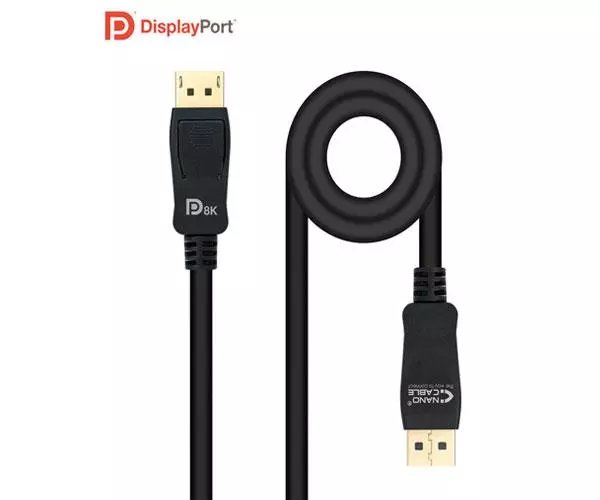 Cable Displayport a Displayport 1.4 M/M Certificado 8K / HDR / 1 metro / Nanocable 10.15.2501