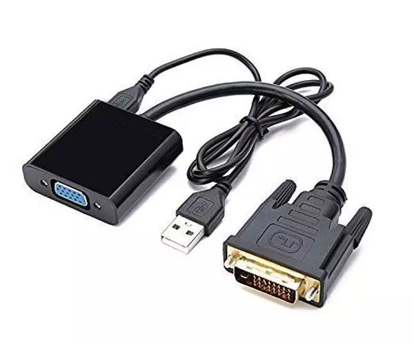 Conversor DVI-D 24+1 a VGA + USB alimentacion 10cm M/H / Nanocable 10.16.2008-bk