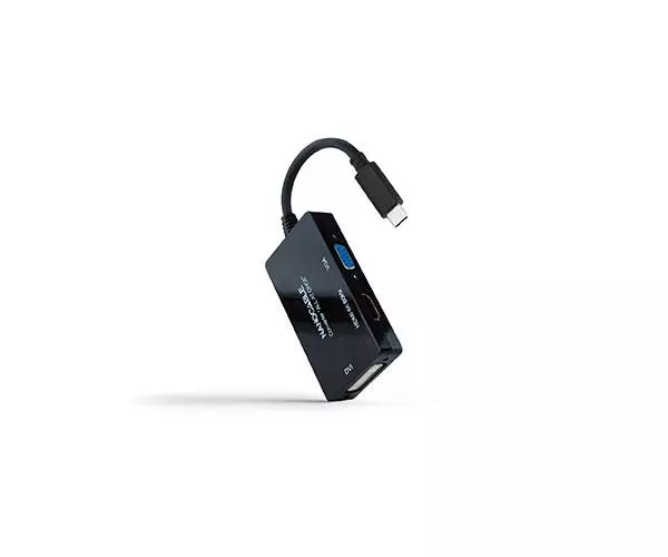 Cable adaptador Type-C a HDMI/DVI/VGA / 20cm / Negro / 10.16.4301-ALL