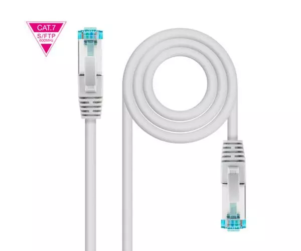 Cable red latiguillo RJ45 Cat.7 SFTP / LSZH / 1 metro / 10 Gbit/s / Gris / Nanocable 10.20.1701
