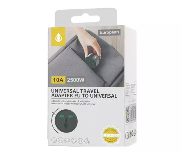 Adaptador enchufe internacional de viaje US/EU/UK A5517 Negro