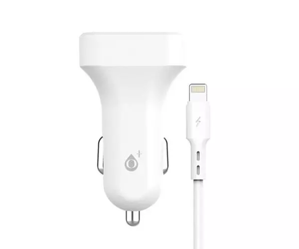 Cargador de coche-mechero Usb x2 + cable iPhone 6/7/8/Xs/Xr/ 5v 2.4a / A6262 / Blanco / One+