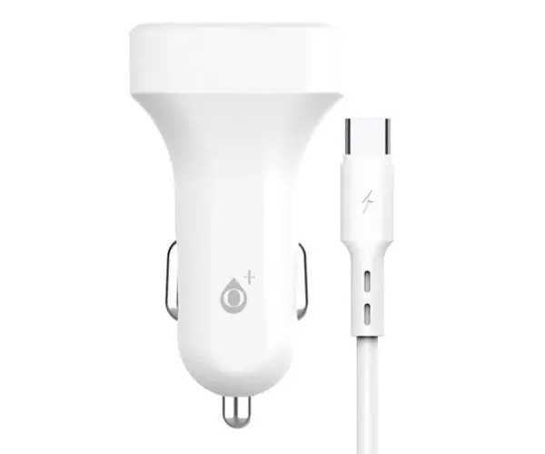 Cargador de coche-mechero con cable Type-C / 2xUsb / 5v 2.4a / A6264 / Blanco / One+