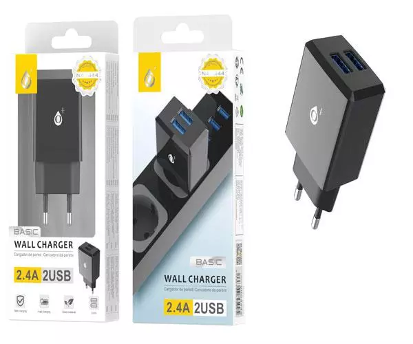 Cargador de red Usb x2 / 12w / Negro / Jody NA0344 / One+