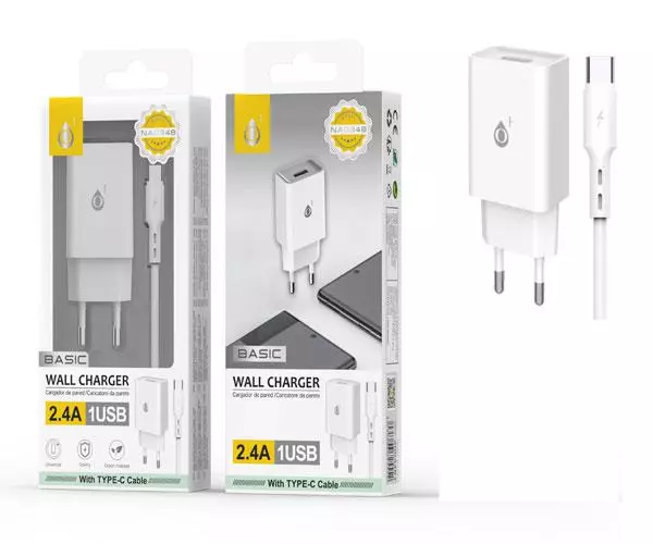 Cargador de red Usb + Cable Type-C / 12w / Blanco / NA0348 One+