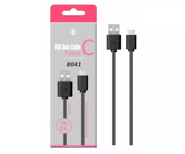 Cable datos USB 2.0 a Type-C / 1m / 2.4a / 8041 / Negro / One+
