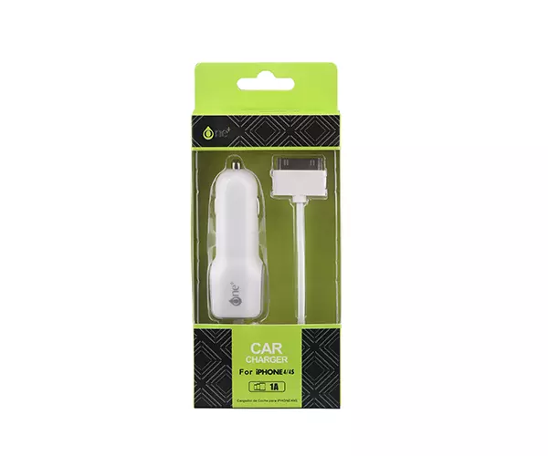 Cargador de coche-mechero con cable iPhone 4  / 5w / Blanco / Ca501/ One+
