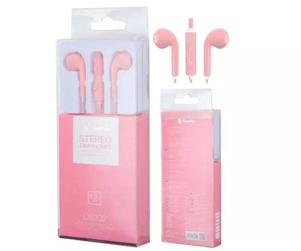 Auriculares con Microfono Intrauricular C6202 Air Rosa / Sin silicona / Jack 3.5mm / One+