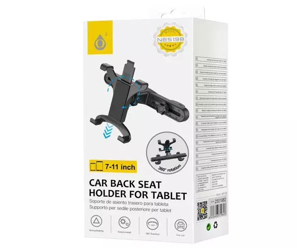 Soporte Universal tablet reposacabezas Negro / NE5198 / Hasta 11 Pulgadas / 360&ordm; Ajustable