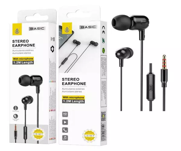 Auriculares con Microfono C6187 Basic Brione / Jack 3.5mm / 1.2m / Negro / One+