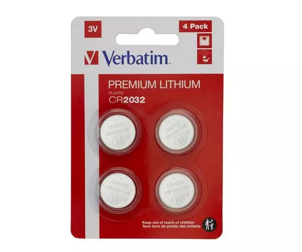 Pilas boton Litio Verbatim para placa base CR2032   pack 4 unid.
