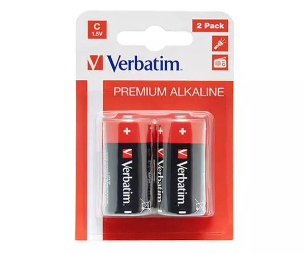 Pilas Verbatim Alcalinas Clase C / LR14 / 1.5v / Pack 2 uds / 049922-46