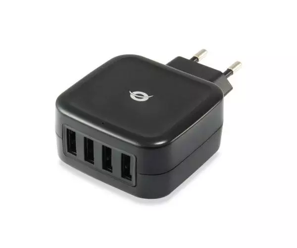 Cargador de red Usb x4 / 25w / Negro / Althea / Conceptronic / ALTHEA04B