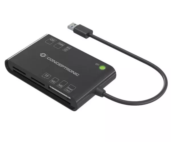 Lector Dnie 3.0 + Lector Externo Multitarjeta Conceptronic / USB 2.0 Bian / eID / Negro / BIAN01B