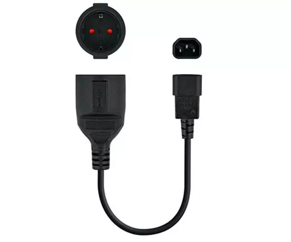 Cable adaptador C14 macho a Cee7 schuko hembra 25cm / C-10.22.0901