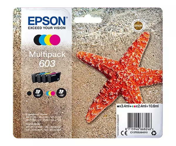 Tinta Original Epson Multipack 603  (Bk/c/m/y)  Xp-2100 / Xp-3100 / Wf-2830dwf
