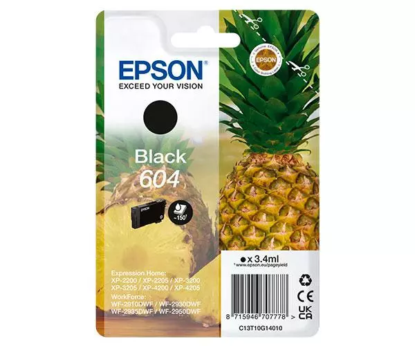 Tinta Original Epson 604 Negro  XP-2200 / WF-2910DWF
