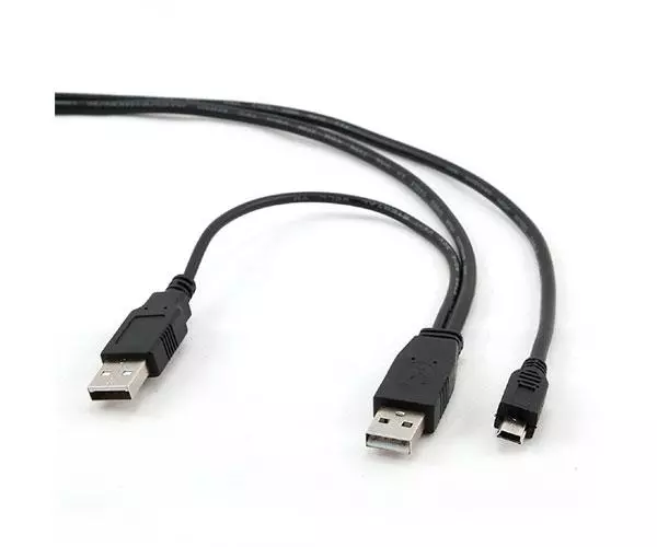 Cable USB x2 a Mini Usb 5 pines / 0.9m / Negro / CCP-USB22-AM5P-3