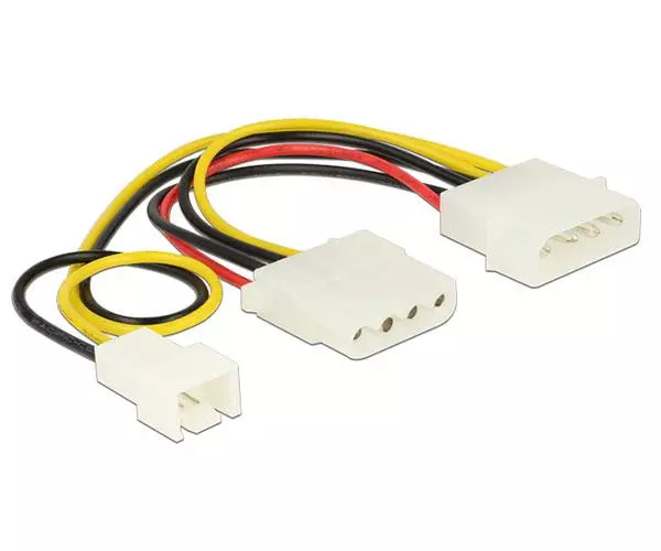 Cable molex gr&aacute;fica 4 pines macho a 4 pines hembra + 3 pines ventilador / Delock 83658