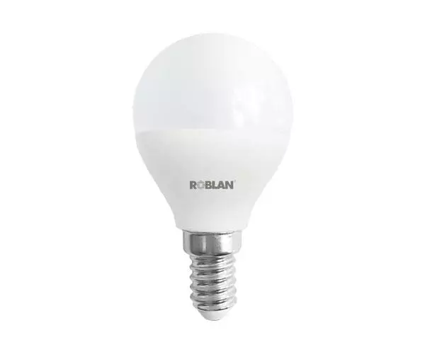 Bombilla LED Roblan e14 esferica / A+ / 5w / Calida / 3000k / 420lm / 220-240v LEDA1505E14C