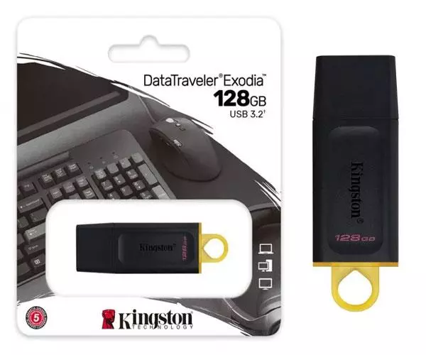 Pendrive Kingston Exodia 128Gb USB 3.2 Gen.1 / Negro-Amarillo / DTX/128GB