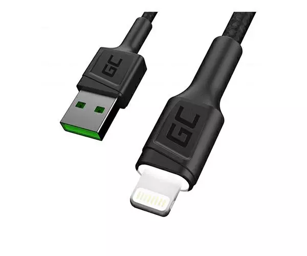 Cable datos USB 2.0 a Lightning Iphone 5-12 / 2m / 2.4a / Led Blanco / KABGC12 / Greencell