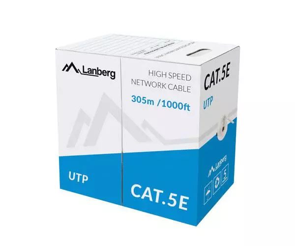 Bobina 305 metros interior Cat.5 UTP rigido / Gris / Lanberg   Lcu5-10cc-0305-s