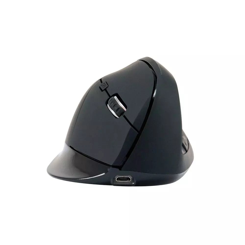 Raton &oacute;ptico Bluetooth Ergonomico vertical Conceptronic Lorcan03B  / 6 botones / 1600dpi / bateria recargable / Negro
