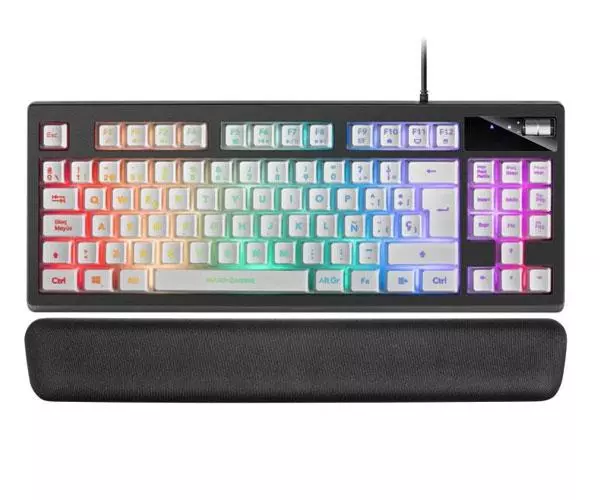 Teclado Mars Gaming Mkax / Compacto TKL / 9 Efectos Rgb / Switch H-Mech / Reposamu&ntilde;ecas Gel / Pc - Consolas / Blanco