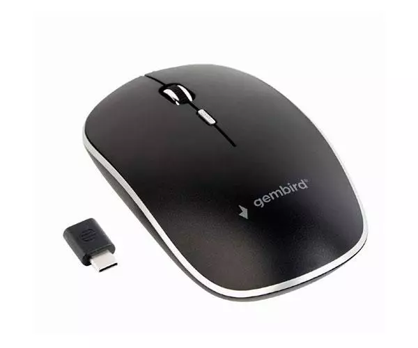 Raton &oacute;ptico inalambrico Type-C Gembird / 4 Botones / 1600 Dpi / Negro/ Silencioso / MUSW-4BSC-01