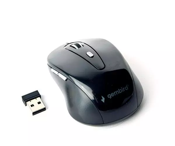 Raton &oacute;ptico inal&aacute;mbrico Gembird / 1600 Dpi / 6 Botones /  Negro-Gris / MUSW-6B-01