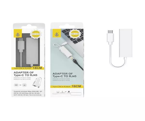 Adaptador conversor Type-C a Ethernet 10/100mb / RJ45 / 18cm / NB1436 / One+