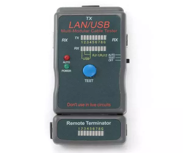 Tester para cables RJ45 / RJ11 / USB / Nct-2