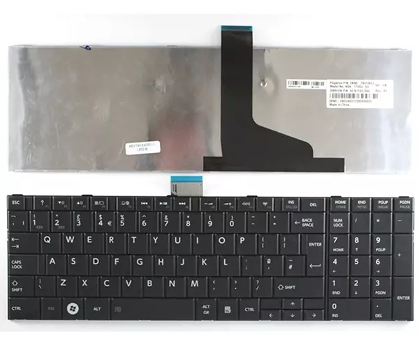 Teclado para port&aacute;til Ocasi&oacute;n Toshiba c850/c855/c870/l850/l855 negro sin marco ingl&eacute;s + pegatina castellano