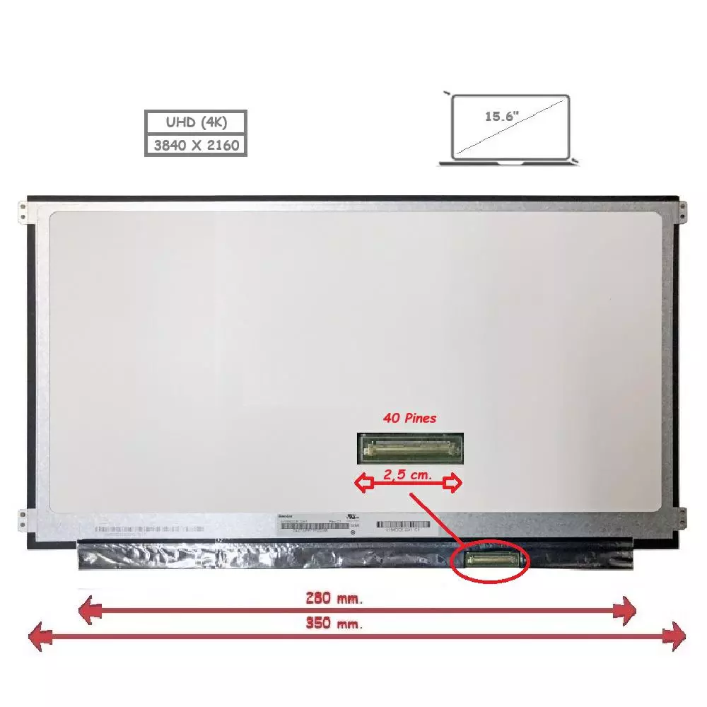 Pantalla para port&aacute;til LED 15.6" Slim 40 Pines 4K