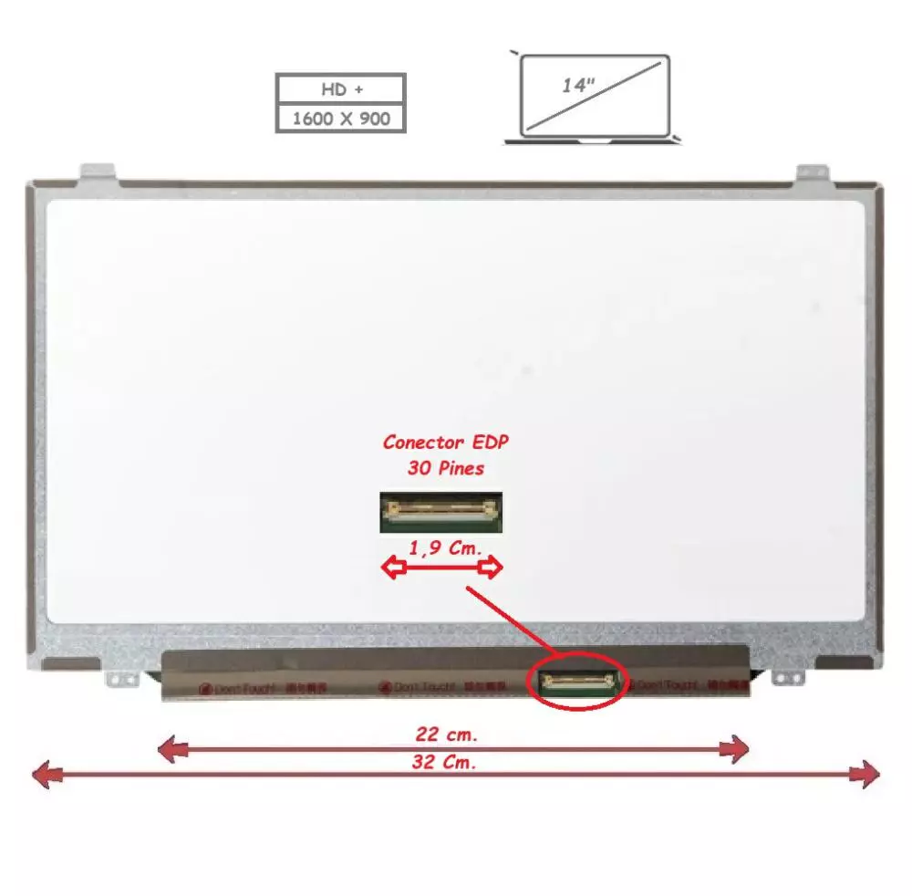Pantalla para port&aacute;til LED 14" Slim 30 pines 1600x900