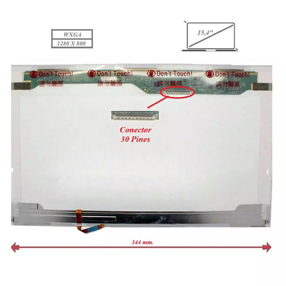Pantalla para port&aacute;til LCD 15.4" Conector Flex