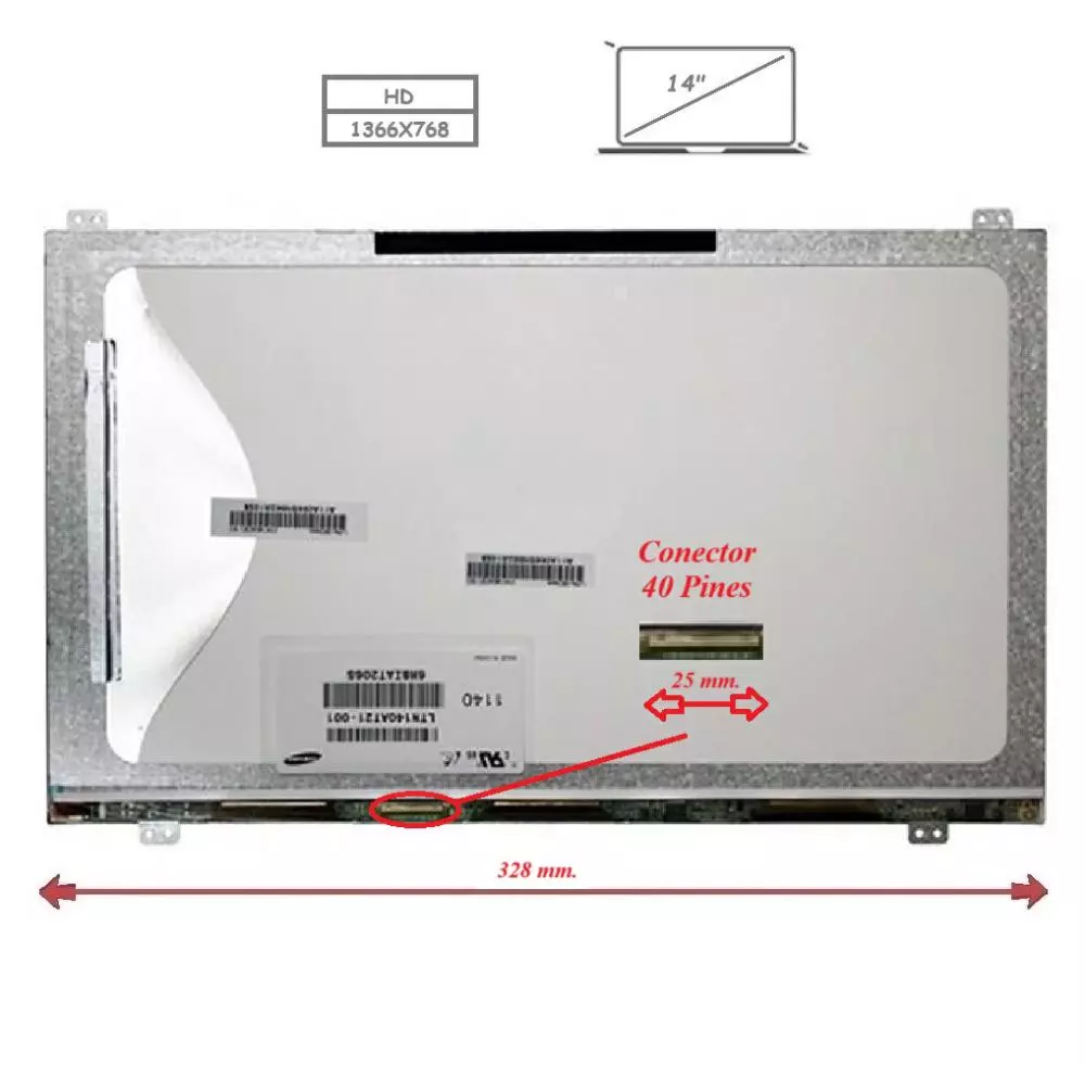 Pantalla para port&aacute;til LED 14" Slim 40 Pines WXGA