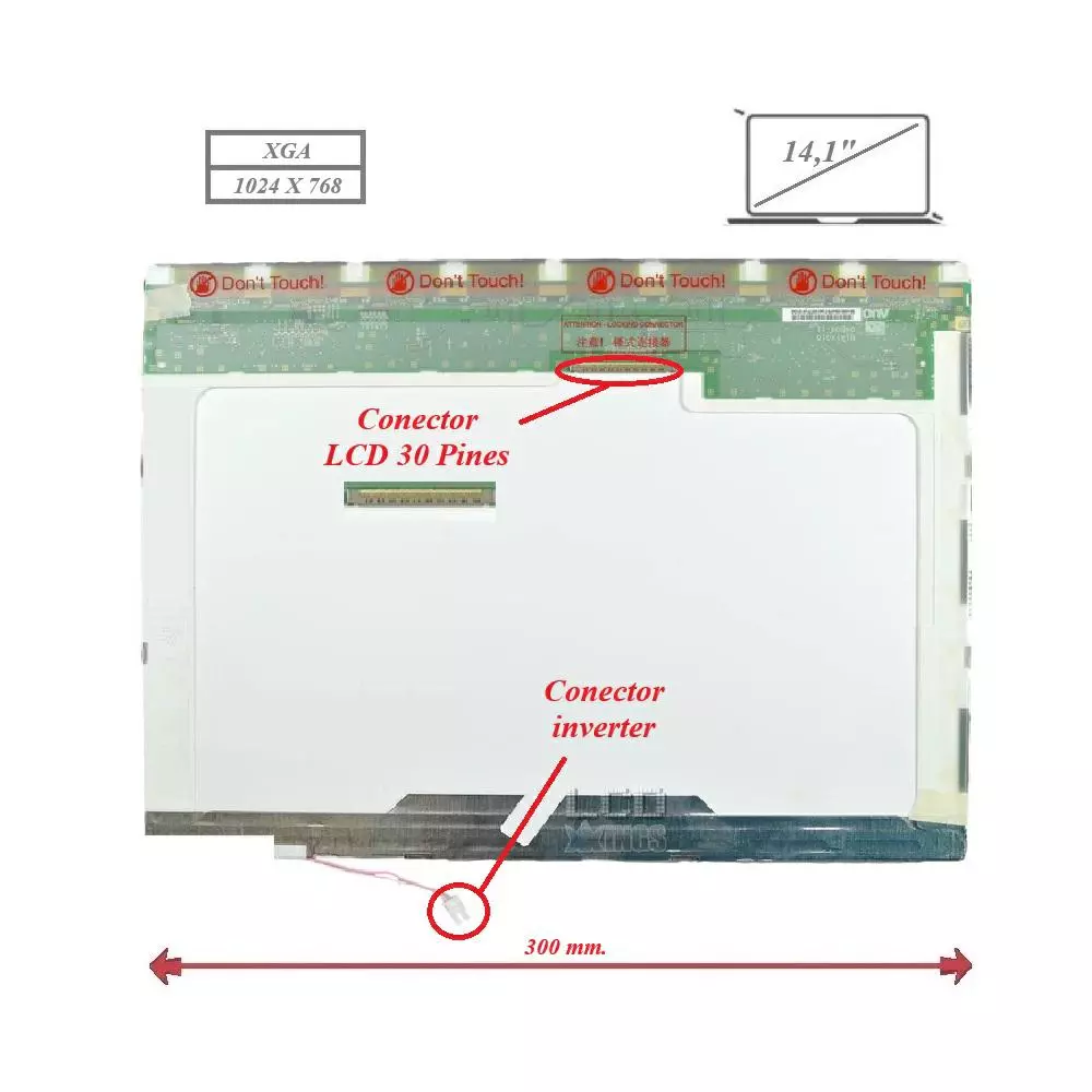 Pantalla para port&aacute;til LCD 14.1" 30 pines XGA Cuadrada