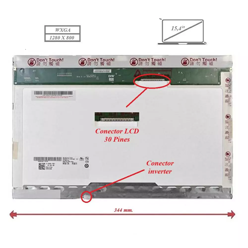 Pantalla para port&aacute;til LCD 15.4" 30 pines WXGA