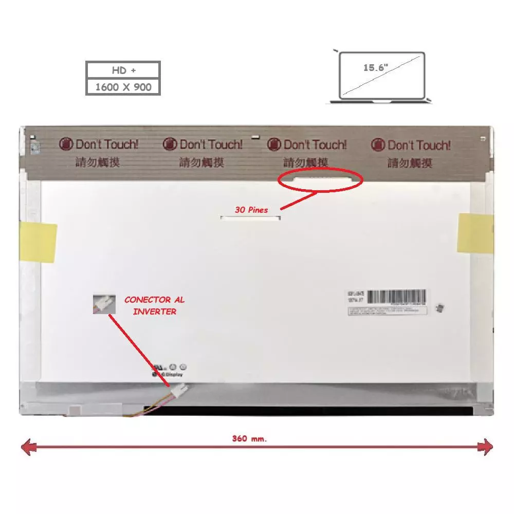 Pantalla para port&aacute;til LCD 15.6" 30 pines WXGA