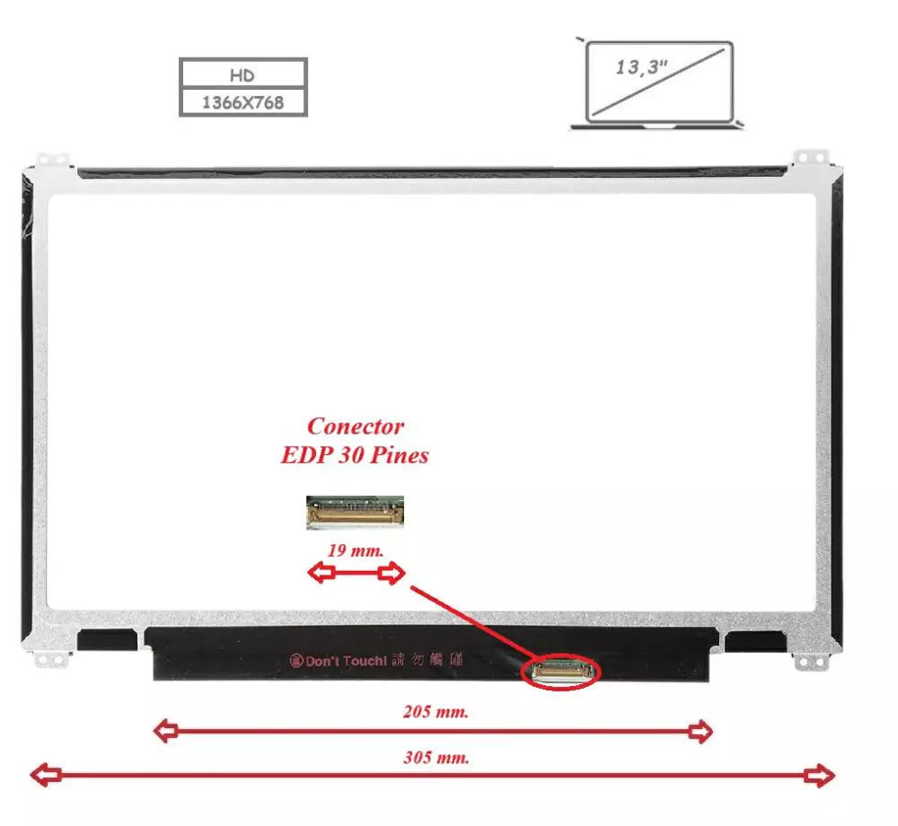 Pantalla para port&aacute;til LED 13.3" Slim 30 pines WXGA