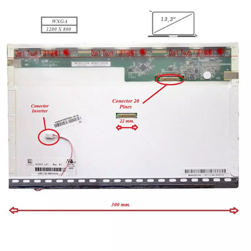 Pantalla para port&aacute;til LCD 13.3"