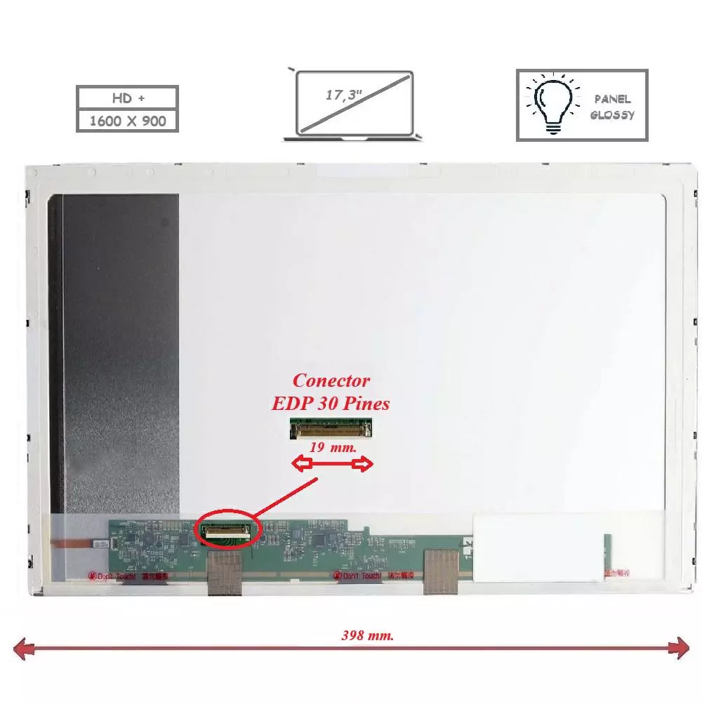 Pantalla para port&aacute;til LED 17.3" 30 Pines 1600x900 Brillo