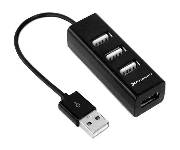 Hub 4 puertos USB 2.0 Phoenix / Dise&ntilde;o compacto / Negro / Ph4usbhub2