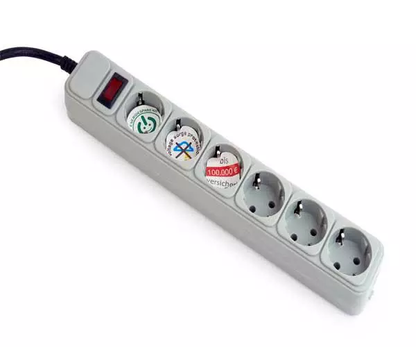 Regleta 6 tomas proteccion antipicos gris Gembird 1.8m / SPG6-B-6C