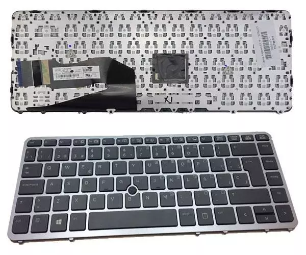 Teclado compatible para port&aacute;til HP Elitebook + Pointstick 745 / 750 / 755 / 840 / 850 g2 / Negro marco plata